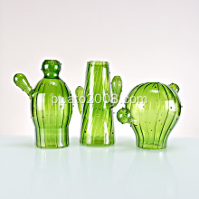 Conjunto de vasos de cacto de vidro